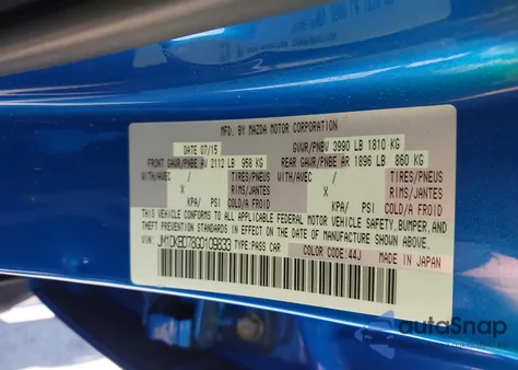 2016 Mazda Cx-3 Grand Touring from USA, damaged, VIN JM1DKBD78G0109833